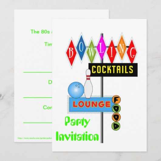 80s de partijuitnodiging de partij van de 80s het  kaart (Voorkant / Achterkant)