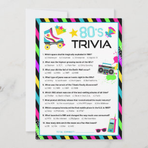 80s Decennium Trivia Feestspel Kaart