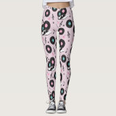 80s Disco Retro roze vinylrecords Leggings (Voorkant)