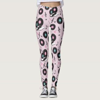 80s Disco Retro roze vinylrecords Leggings