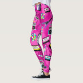 80s Dream: Neon Roze Muziek Thema Leggings (Links)