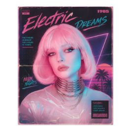 80s esthetische synthwave roze foto afdruk