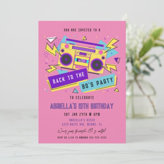 80's Feest  | 80's Verjaardag Kaart (Staand voorkant)