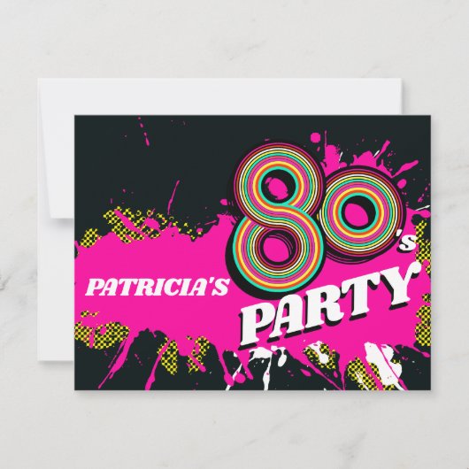 80's Feest verjaardag of evenement retro roze uitn Kaart (Voorkant)