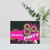 80's Feest verjaardag of evenement retro roze uitn Kaart (Staand voorkant)