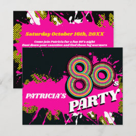 80's Feest verjaardag of evenement retro roze uitn Kaart