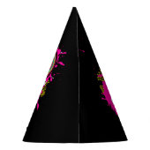 80's Feest verjaardag of evenement retro roze zwar Feesthoedjes (Achterkant)