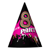 80's Feest verjaardag of evenement retro roze zwar Feesthoedjes (Voorkant)