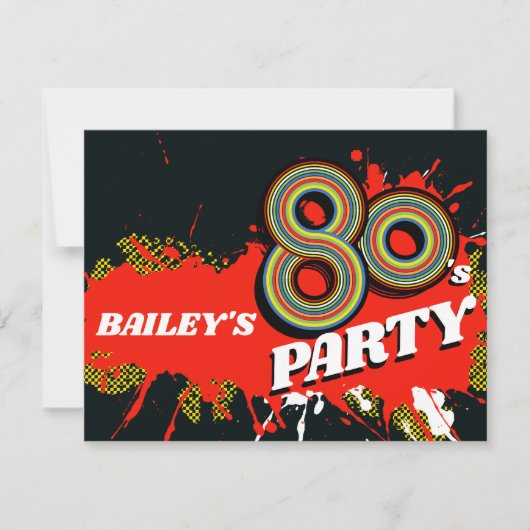 80's Feest verjaardag of evenement retro uitnodigi Kaart (Voorkant)