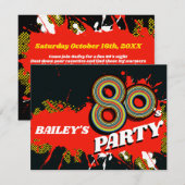 80's Feest verjaardag of evenement retro uitnodigi Kaart (Voorkant / Achterkant)