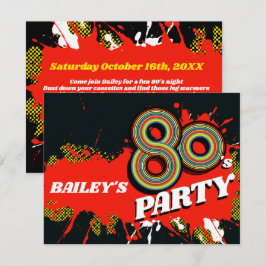 80's Feest verjaardag of evenement retro uitnodigi Kaart