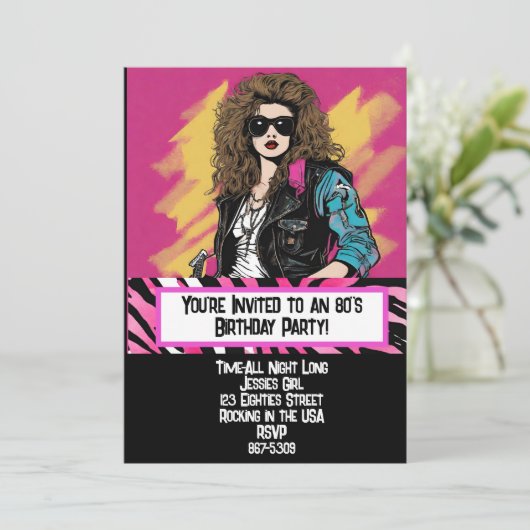 80's Feestkaart Uitnodiging (Staand voorkant)