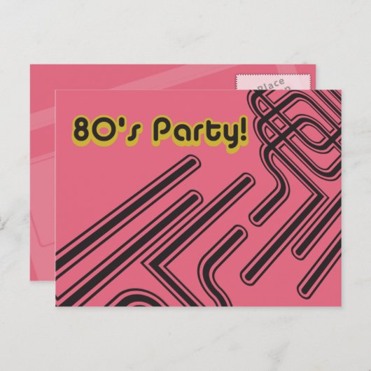 80's Feestuitnodiging Uitnodiging Briefkaart (Voorkant / Achterkant)