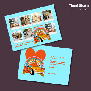 80s Flashback  Retro Verjaardag Foto Blauw Bedankkaart