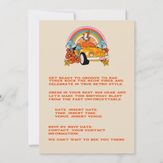 80s Flashback  Retro Verjaardagsfeestje Beige Kaart (Achterkant)