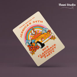 80s Flashback  Retro Verjaardagsfeestje Beige Kaart