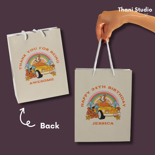 80s Flashback Retro Verjaardagsfeestje Beige Medium Cadeauzakje