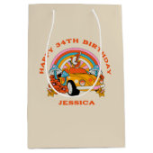 80s Flashback Retro Verjaardagsfeestje Beige Medium Cadeauzakje (Voorkant)