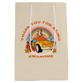 80s Flashback Retro Verjaardagsfeestje Beige Medium Cadeauzakje (Achterkant)