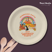 80s Flashback  Retro Verjaardagsfeestje Beige Papieren Bordje