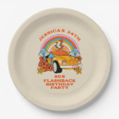80s Flashback Retro Verjaardagsfeestje Beige Papieren Bordje (Voorkant)