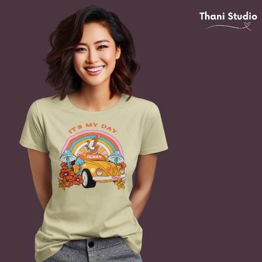 80s Flashback Retro Verjaardagsfeestje Beige T-shirt