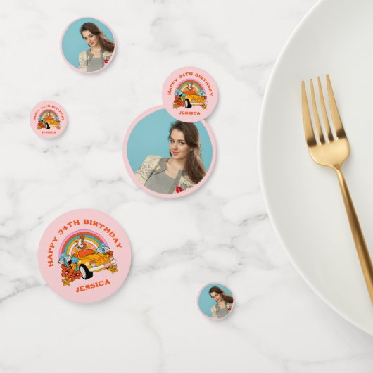 80s Flashback  Retro Verjaardagsfeestje Roze Confetti (Groep)