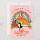 80s Flashback Retro Verjaardagsfeestje Roze Kaart (Voorkant)