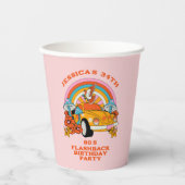 80s Flashback Retro Verjaardagsfeestje Roze Papieren Bekers (Voorkant)