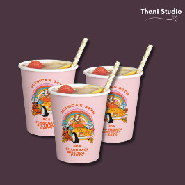 80s Flashback  Retro Verjaardagsfeestje Roze Papieren Bekers