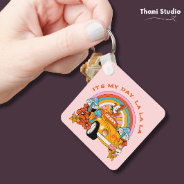 80s Flashback  Retro Verjaardagsfeestje Roze Sleutelhanger