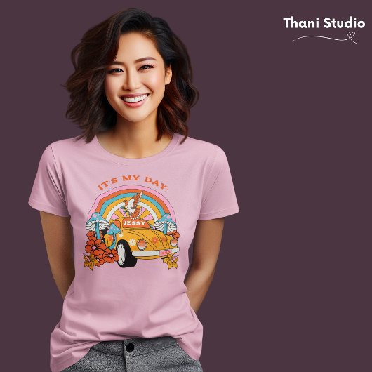 80s Flashback Retro Verjaardagsfeestje Roze T-shirt