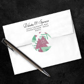 80s Fresh Abstract | Roze en Groene Vorm Monogram Ronde Sticker