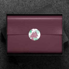 80s Fresh Abstract | Roze en Groene Vorm Monogram Ronde Sticker