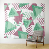 80s Fresh Abstract | Roze en Groene Vormgeving Pat Wandkleed (In Situ (horizontaal))