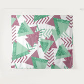 80s Fresh Abstract | Roze en Groene Vormgeving Pat Wandkleed (Voorkant (horizontaal))