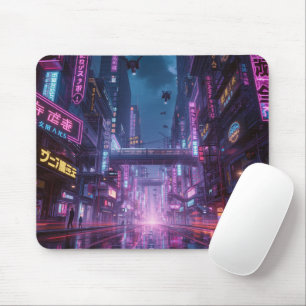 80s Futuristisch Neon Stadslandschap Gaming Muisma Muismat