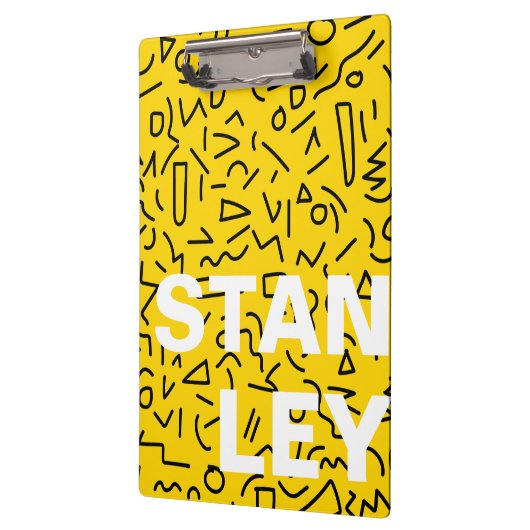 80's Geel en Zwart Vorm en kronkelen Klembord (Links)