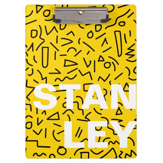 80's Geel en Zwart Vorm en kronkelen Klembord (Voorkant)