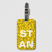 80's Geel en Zwart Vorm en kronkelen Naam Bagagelabel (Voorkant (verticaal))