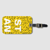 80's Geel en Zwart Vorm en kronkelen Naam Bagagelabel (Voorkant (horizontaal))