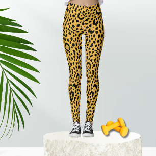 80's gele Safari luipaard Print Leggings