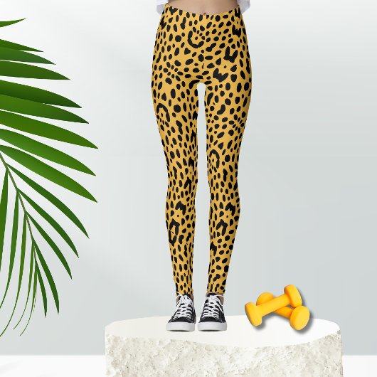 80's gele Safari luipaard Print Leggings