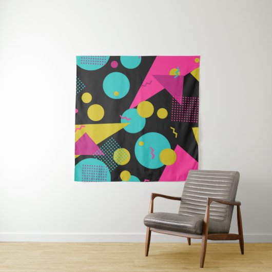 80s geometrisch naadloos patroon met memphis elem wandkleed (In situ)