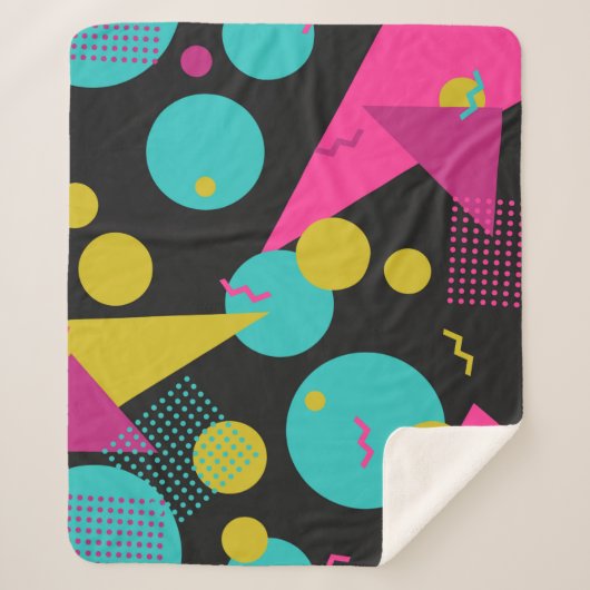 80s geometrisch naadloos patroon met memphis eleme sherpa deken (Voorkant)