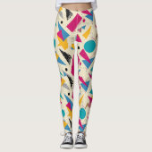 80s geometrisch patroon leggings (Voorkant)