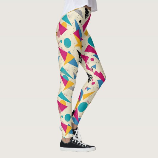 80s geometrisch patroon leggings (Rechts)