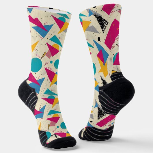 80s geometrisch patroon sokken (Gebogen)