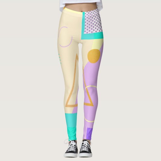 80s geometrische funky retro memphis leggings (Voorkant)
