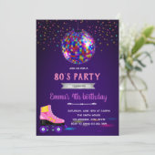 80s gloed schaats partijuitnodiging feestdagenkaart (Staand voorkant)